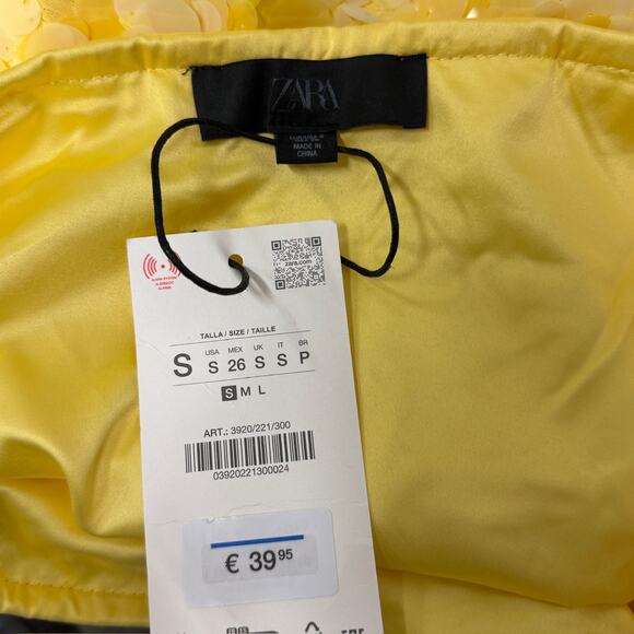 ZARA Yellow Paillette Embellished Mini Skirt Blogger Favorite Party Size S NWT - Picture 9 of 10